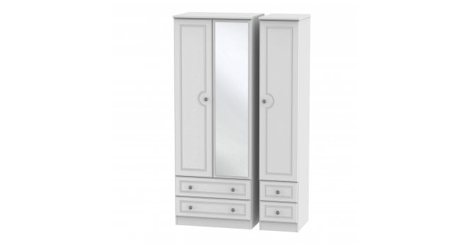 Welcome Pembroke Tall Triple 2 Drawer Mirror + Drawer Wardrobe