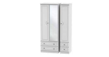 Pembroke Tall Triple 2 Drawer Mirror + Drawer Wardrobe