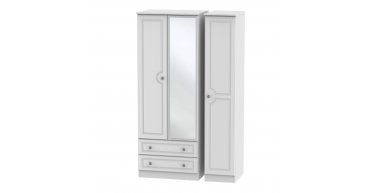 Pembroke Tall Triple 2 Drawer Mirror Wardrobe