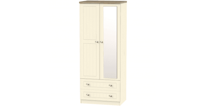 Welcome Vienna Tall 2ft6in 2 Drawer Mirror Wardrobe