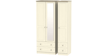 Vienna Tall Triple 2 Drawer Mirror + Drawer Wardrobe