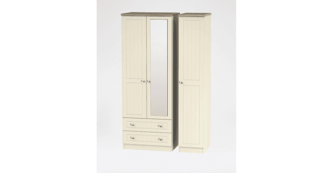 Welcome Vienna Tall Triple 2 Drawer Mirror Wardrobe