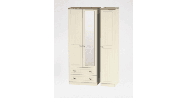 Vienna Tall Triple 2 Drawer Mirror Wardrobe