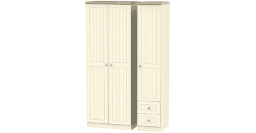 Vienna Tall Triple Plain + Drawer Wardrobe