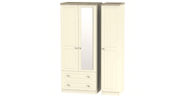 Vienna Triple 2 Drawer Mirror Wardrobe