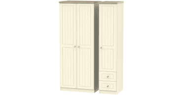 Vienna Triple Plain + Drawer Wardrobe