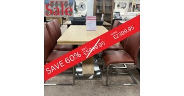 Wood Bros Bonn Extending Dining Set with 6 Leather and Chrome Cantilever Chairs