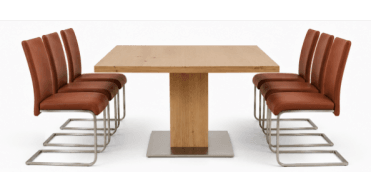 CLEARANCE - Klose Bonn 160cm Extending Table in Biano Oak with 6 Leather Chairs