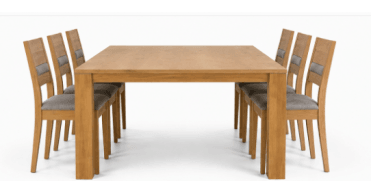 CLEARANCE - Klose Koln 180cm Extending Table in Wax Oat with 6 Fabric Chairs